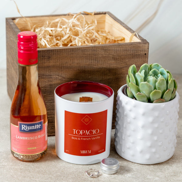 Kit Vela Mirium Topacio - con Vino Rosado y Suculenta
